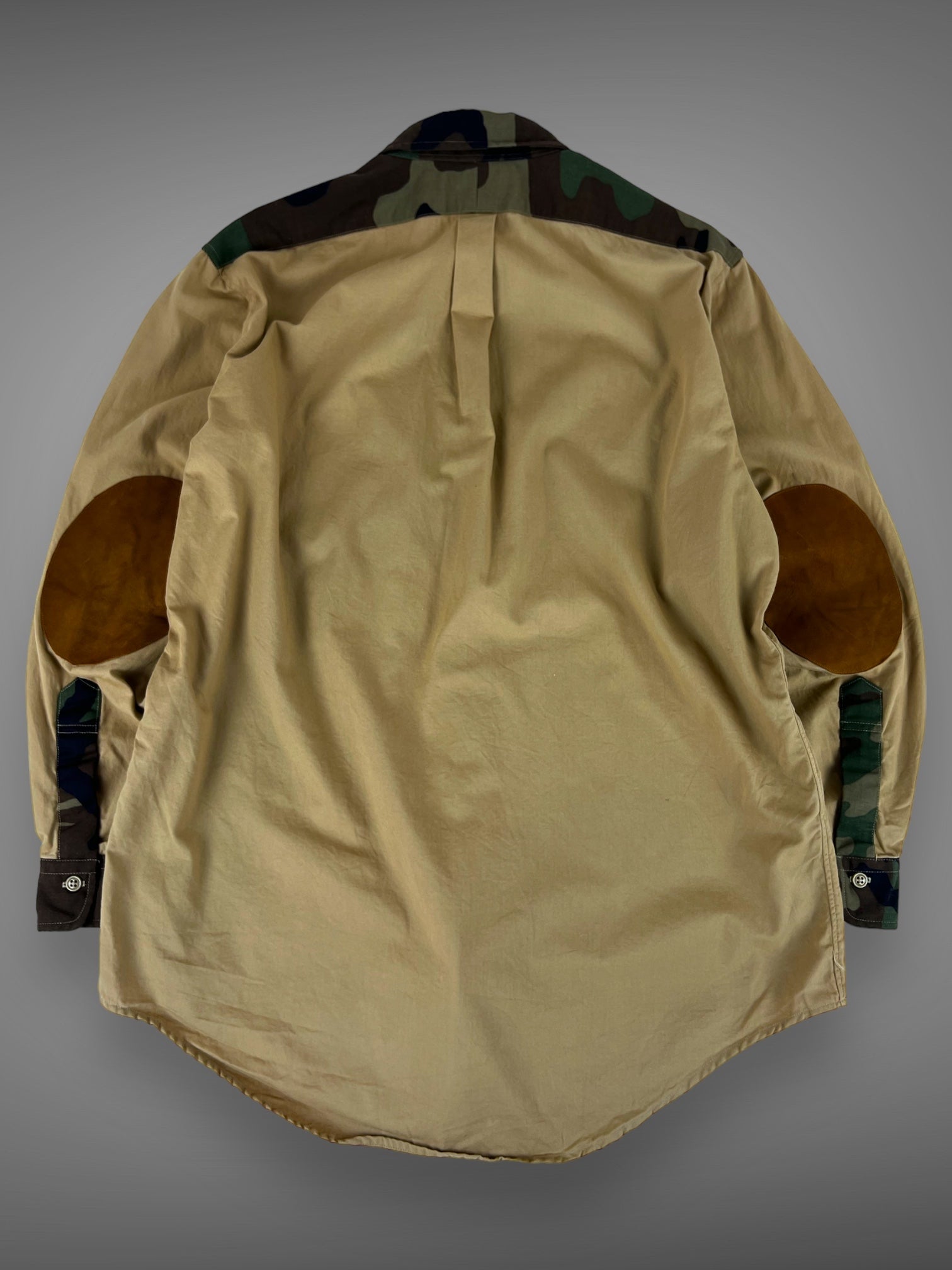 80s Ralph Lauren USA hunting button shirt suede accents XL