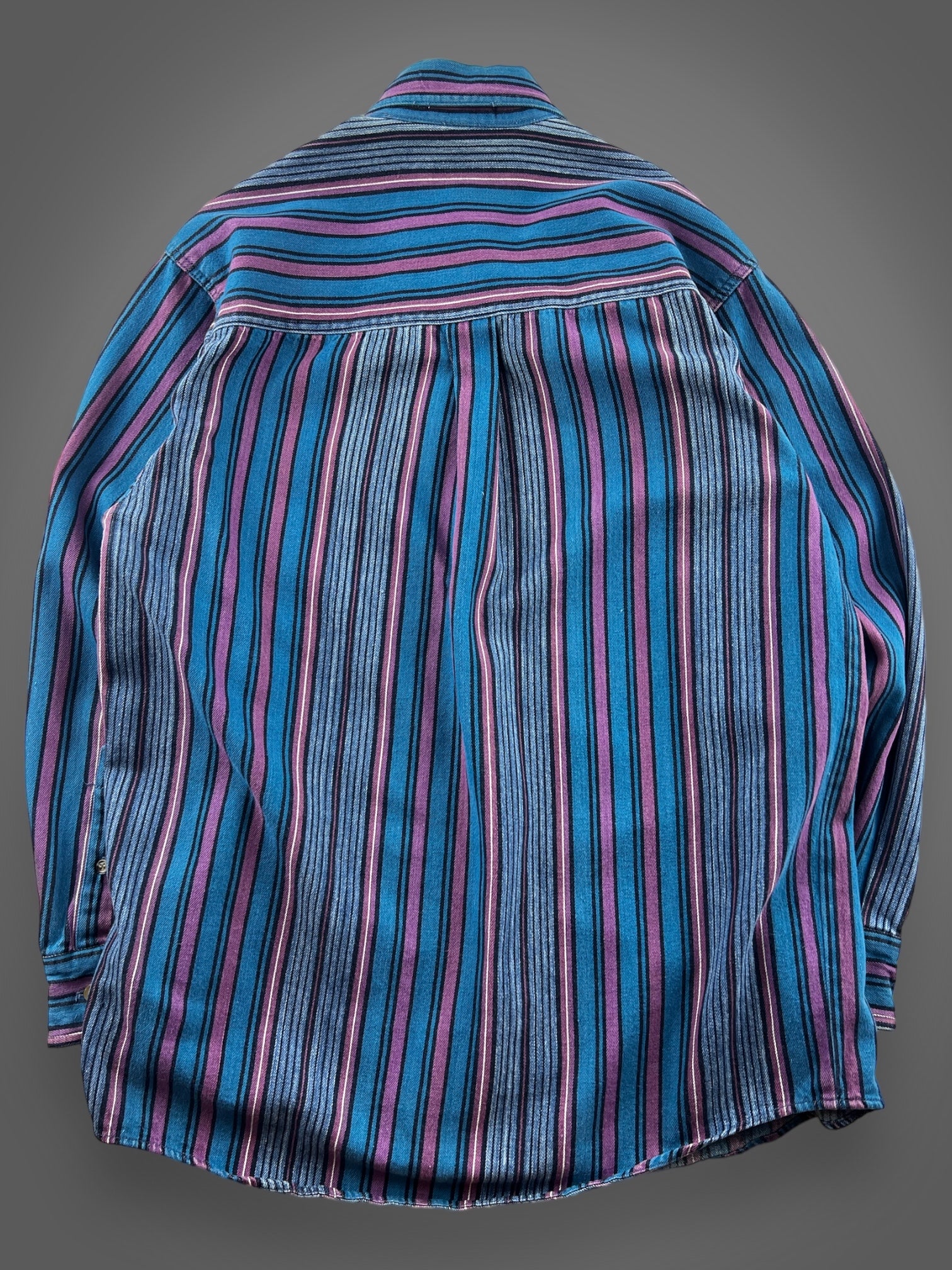 80s Sasson heavyweight striped cotton button down shirt L