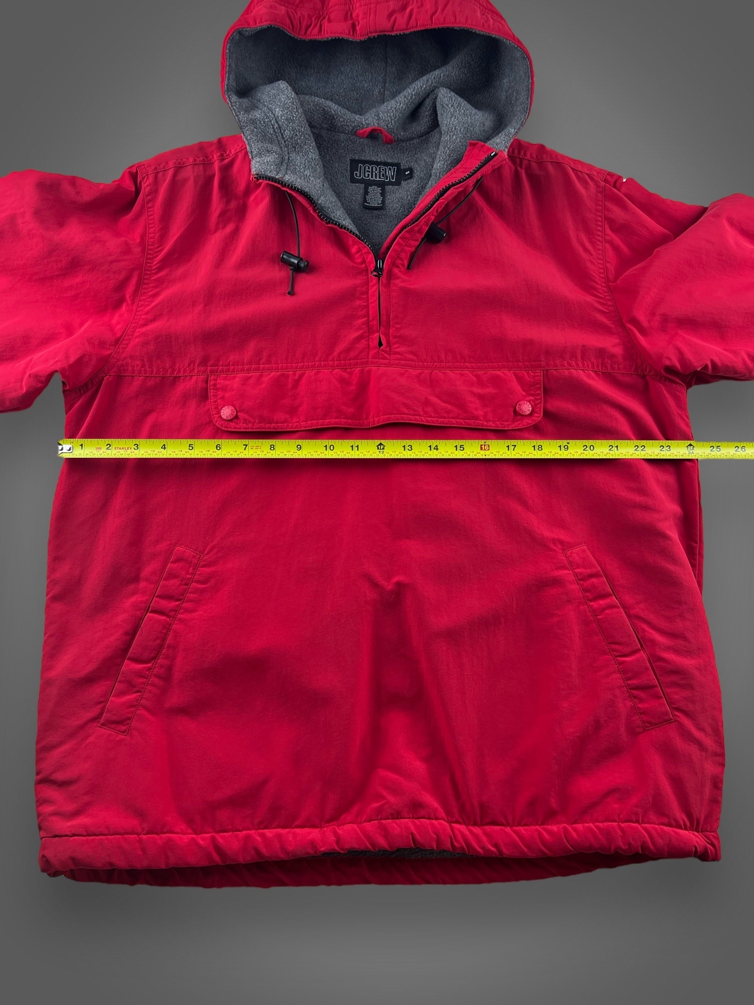 90s JCREW fleece lined hooded pullover jacket fits XL