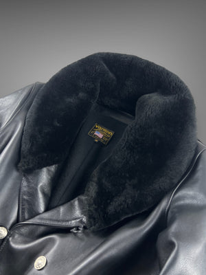 Vanson Leathers mouton fur collar great coat 44