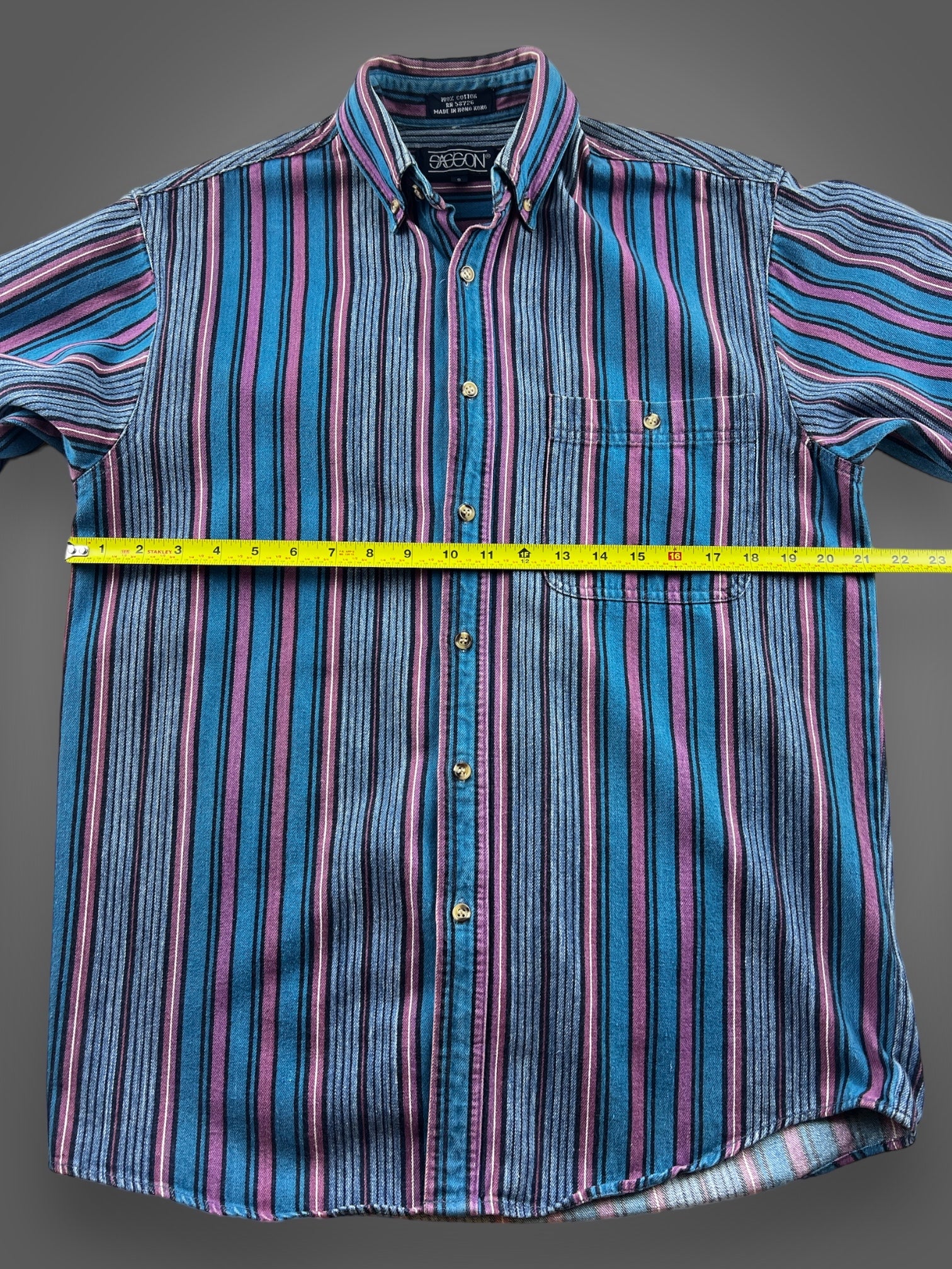 80s Sasson heavyweight striped cotton button down shirt L