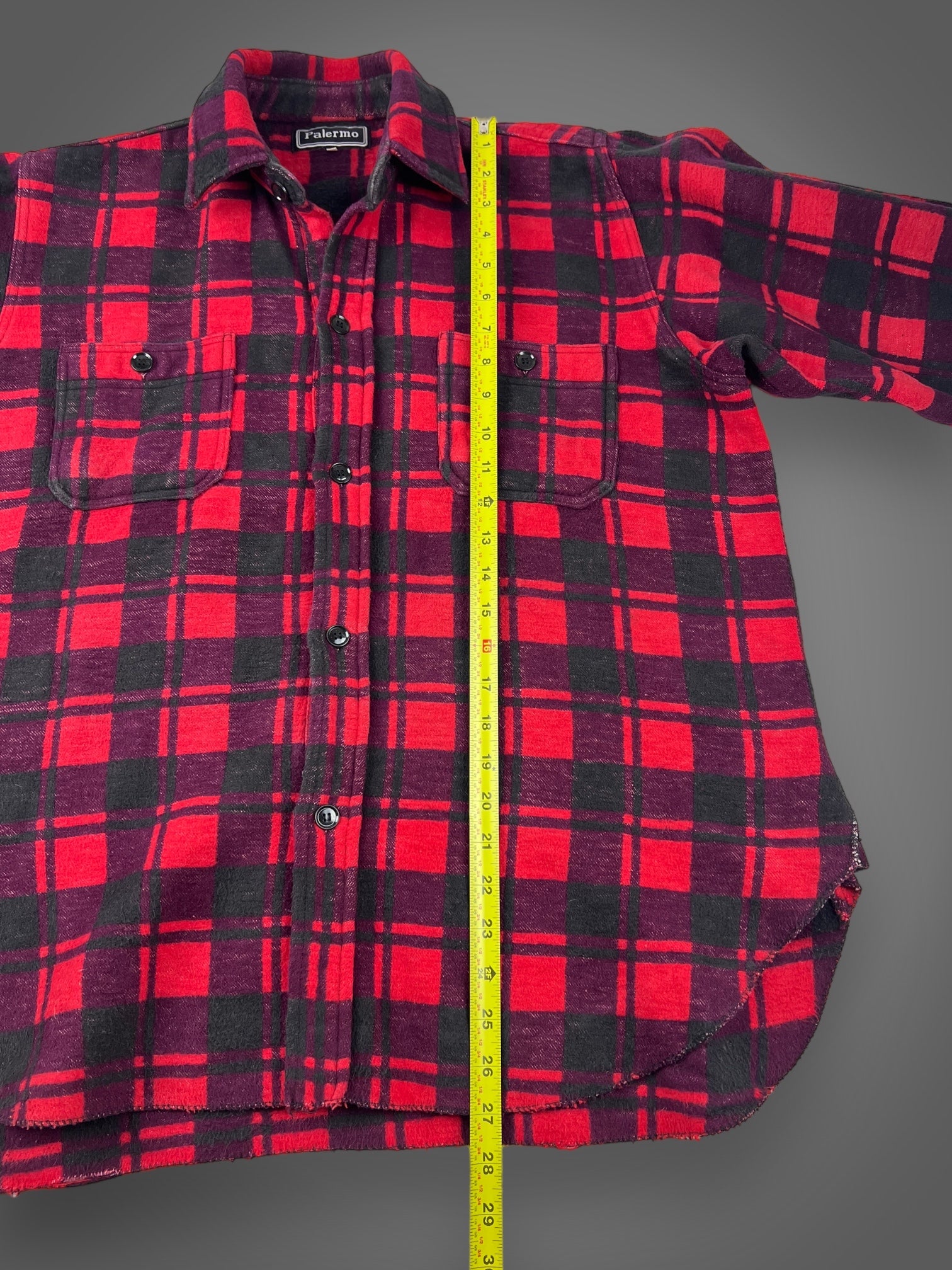 80s flannel plaid button down shirt L