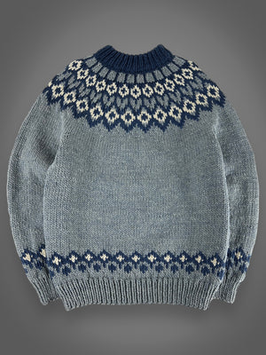 Heavyweight hand knit Nordic wool sweater fits M/L