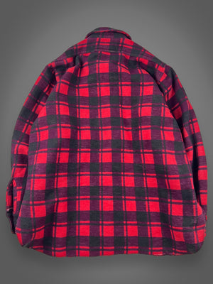 80s flannel plaid button down shirt L