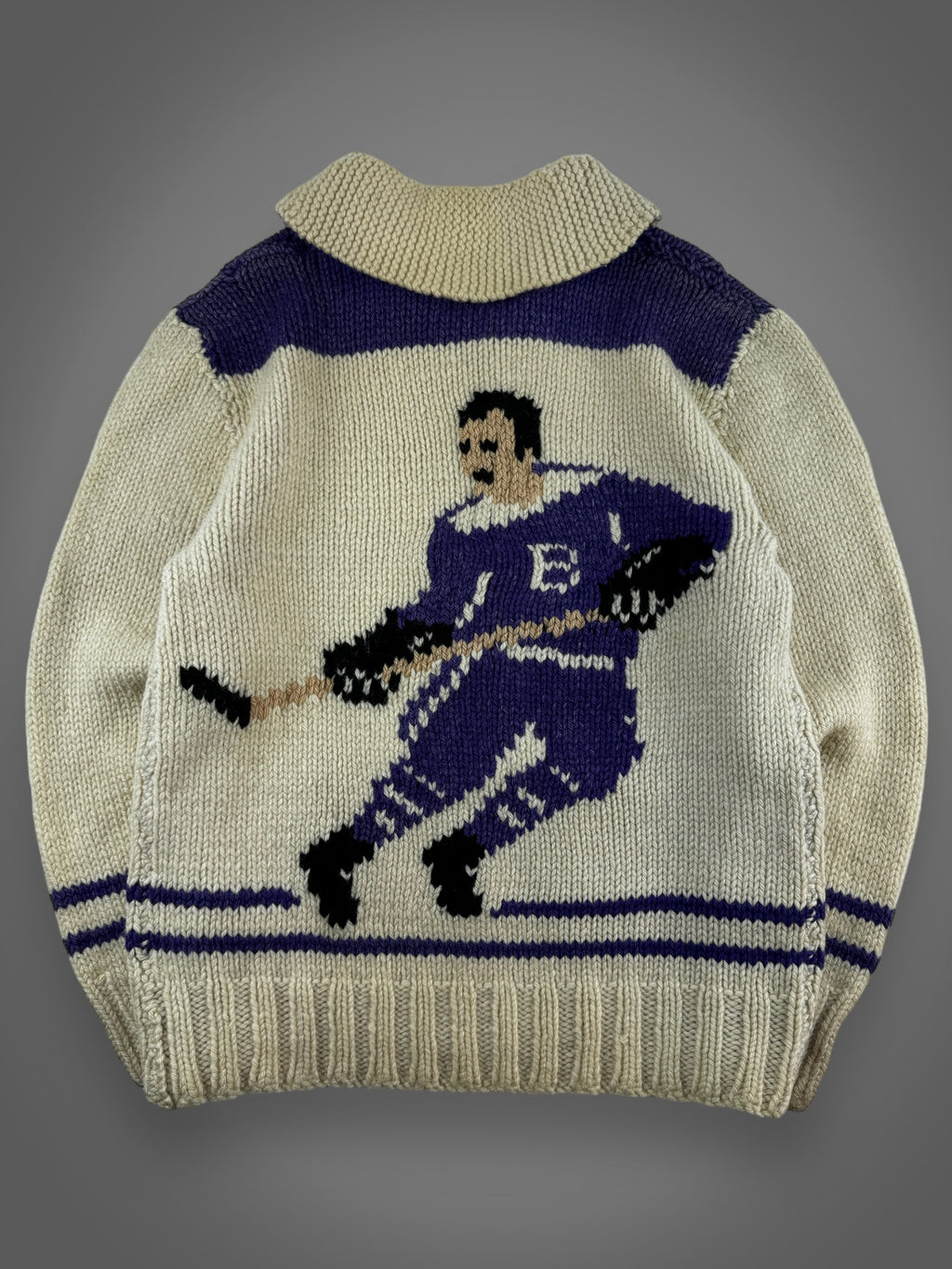 50s Cowichan heavyweight wool hockey sweater fits L