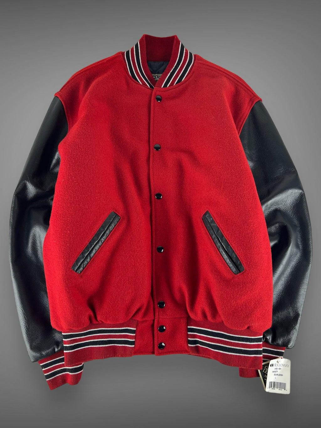90’s deadstock leather and wool varsity jacket L+